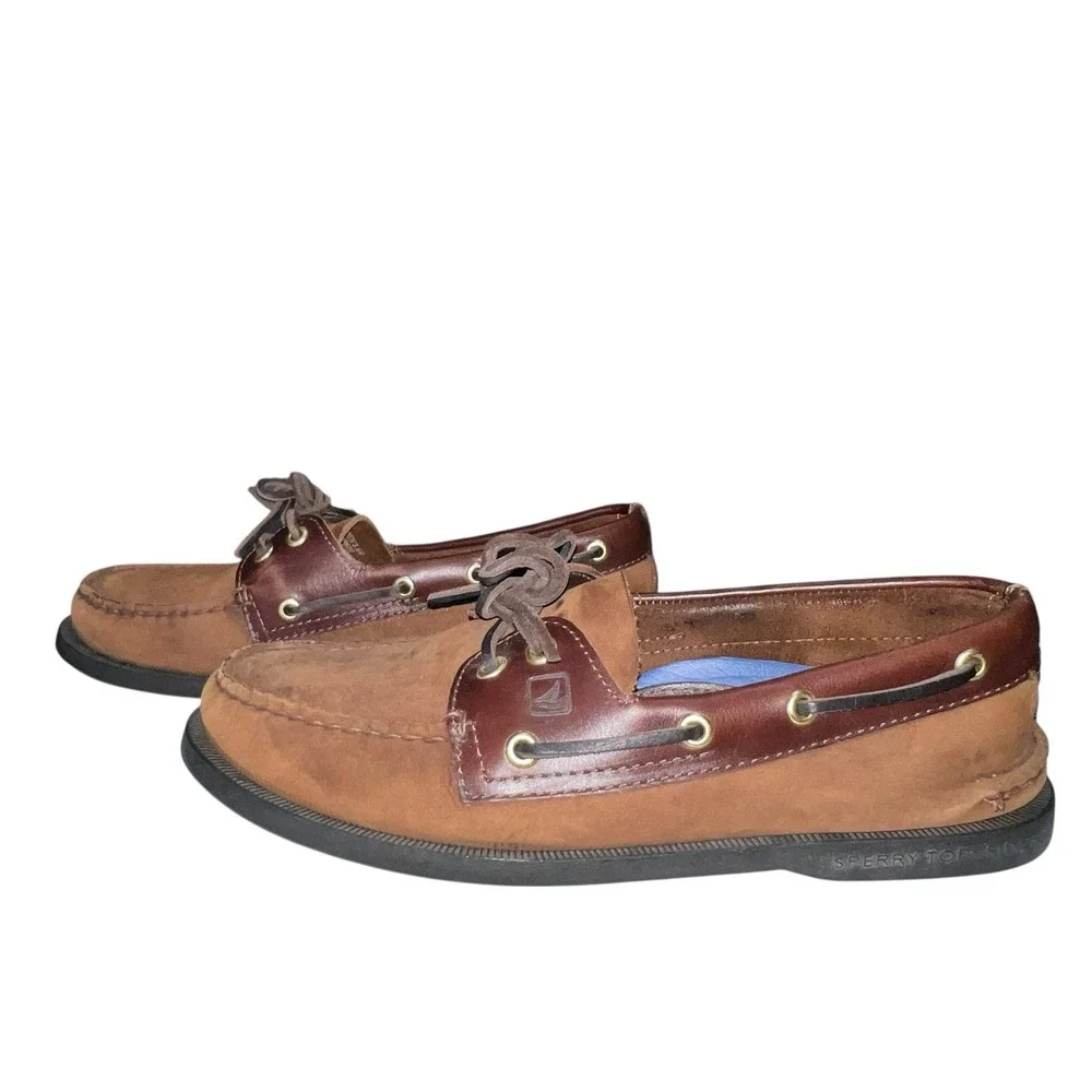 Sperry Top Sider Mens 2 Eye Boat Shoes Size 8.5‎ Brown Nubuck Leather 0195412